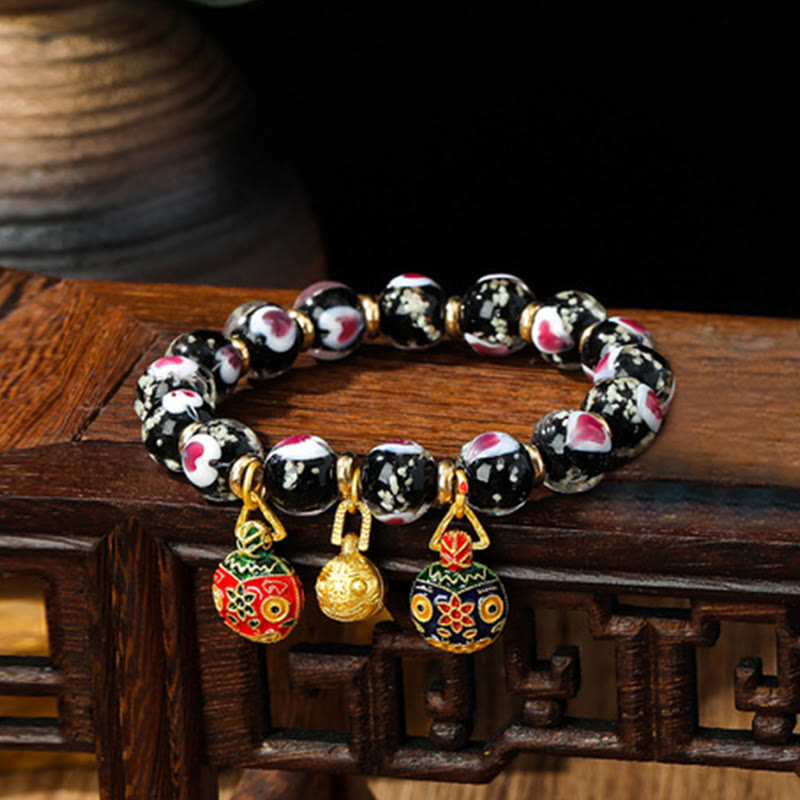 Bracelet spirituel en verre rose Liuli pour l'amour et la chance
