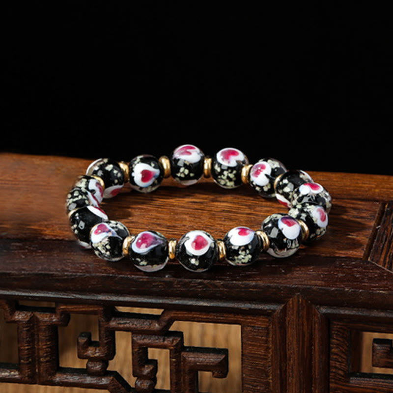 Bracelet spirituel en verre rose Liuli pour l'amour et la chance