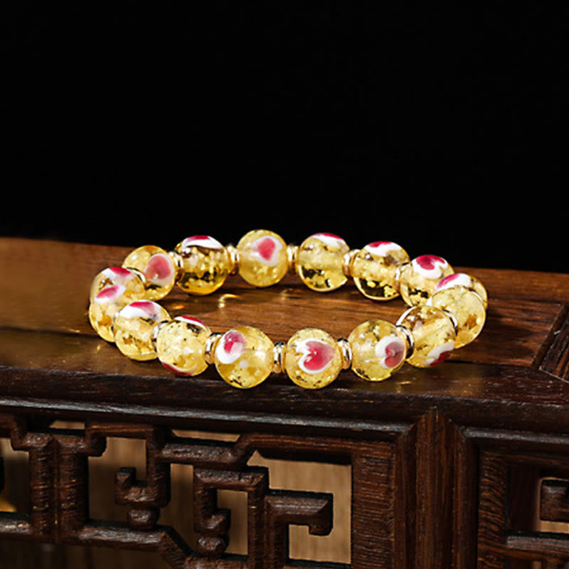 Bracelet spirituel en verre rose Liuli pour l'amour et la chance