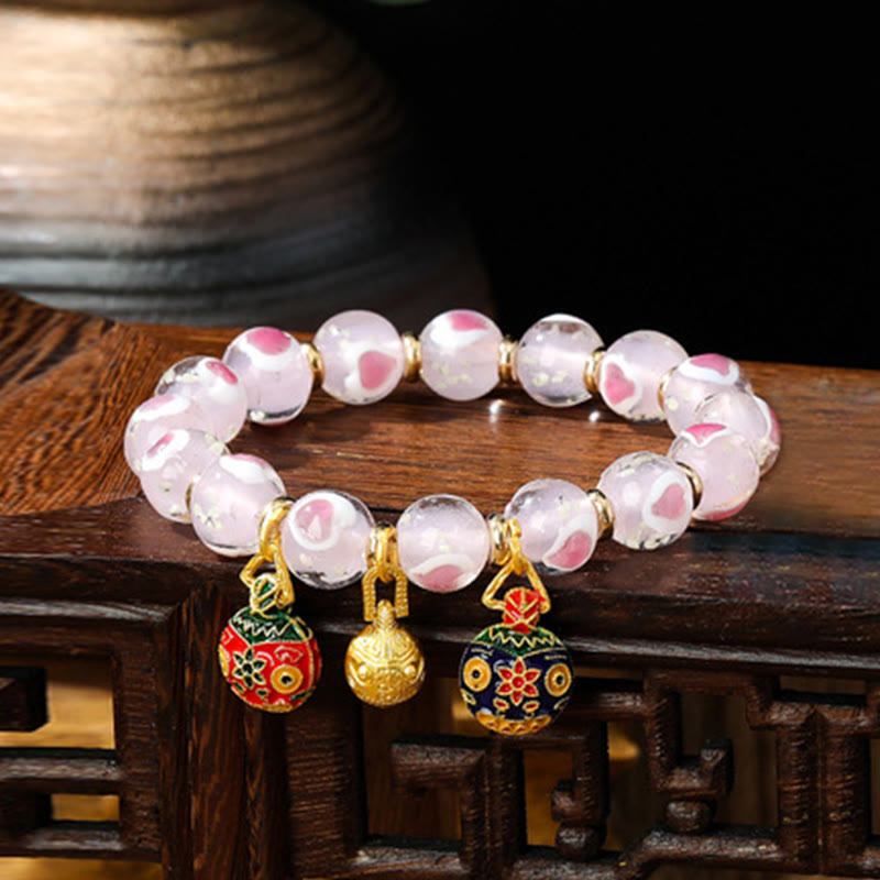 Bracelet spirituel en verre rose Liuli pour l'amour et la chance