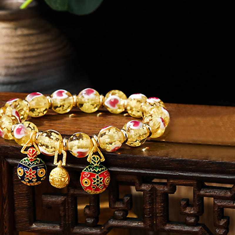 Bracelet spirituel en verre rose Liuli pour l'amour et la chance