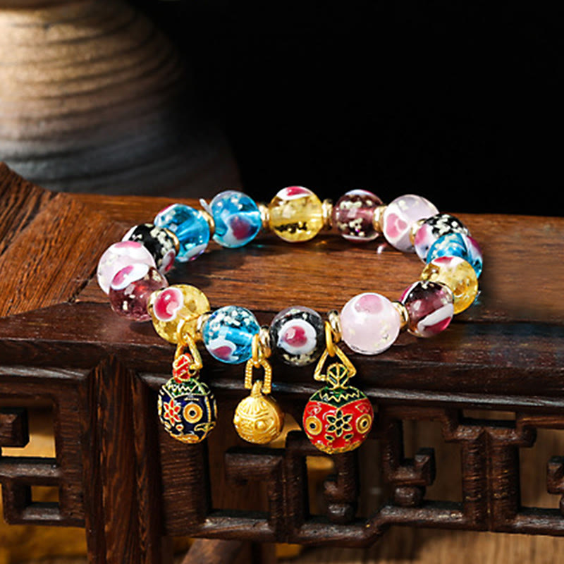 Bracelet spirituel en verre rose Liuli pour l'amour et la chance