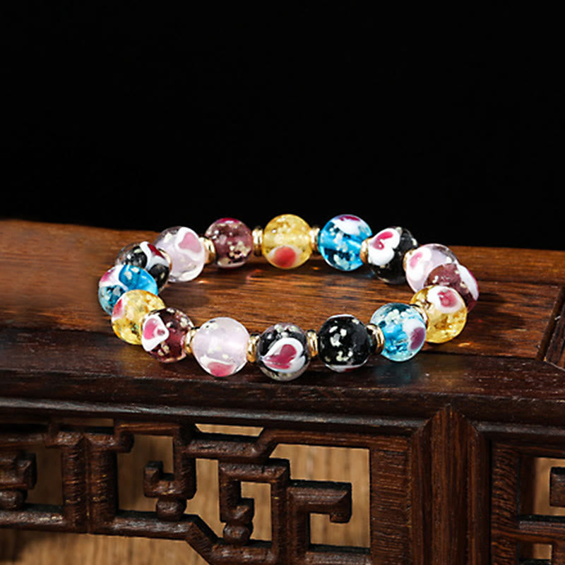 Bracelet spirituel en verre rose Liuli pour l'amour et la chance