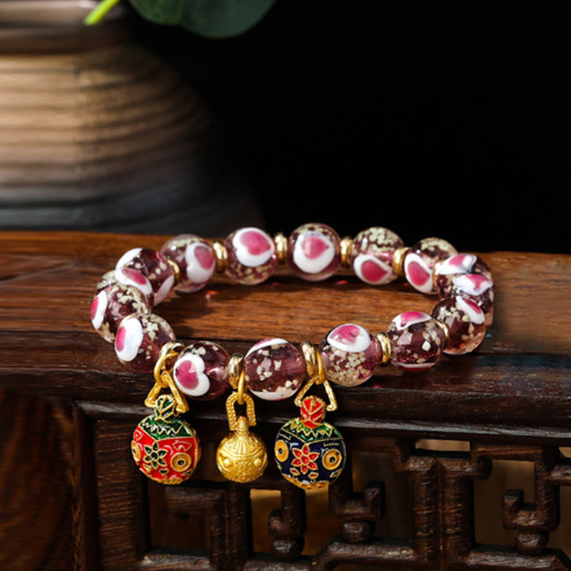 Bracelet spirituel en verre rose Liuli pour l'amour et la chance