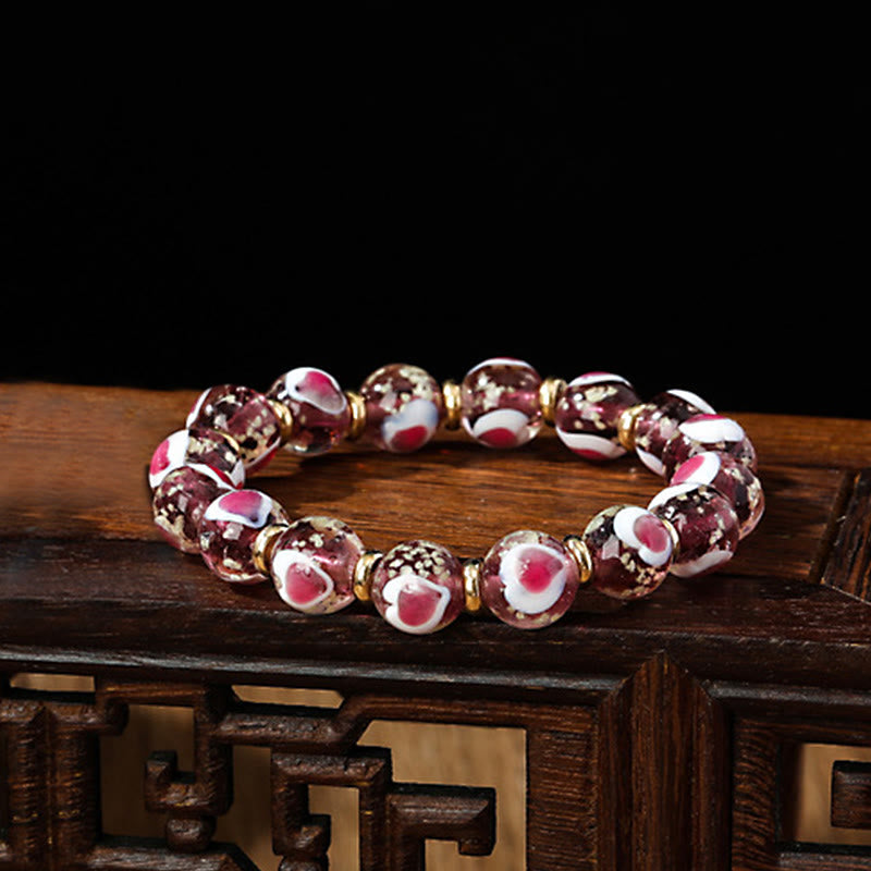 Bracelet spirituel en verre rose Liuli pour l'amour et la chance