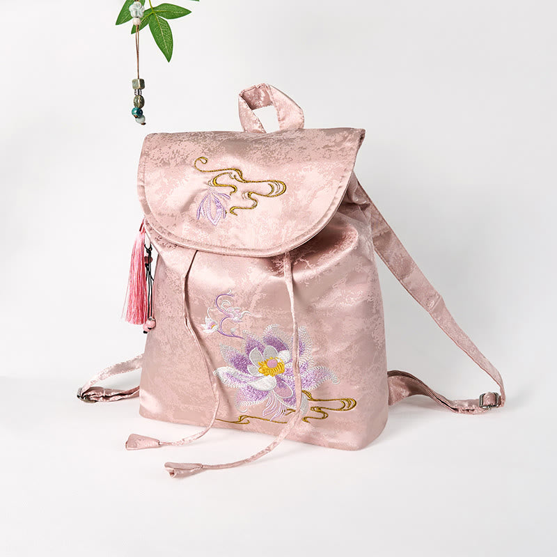 Sac à dos brodé Lotus rose - Spiritual Apparel
