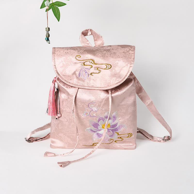 Sac à dos brodé Lotus rose - Spiritual Apparel