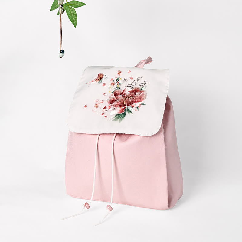 Sac à dos en toile à fleurs de pivoines roses | Mindful Accessories