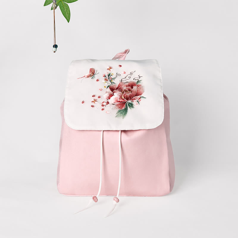 Sac à dos en toile à fleurs de pivoines roses | Mindful Accessories