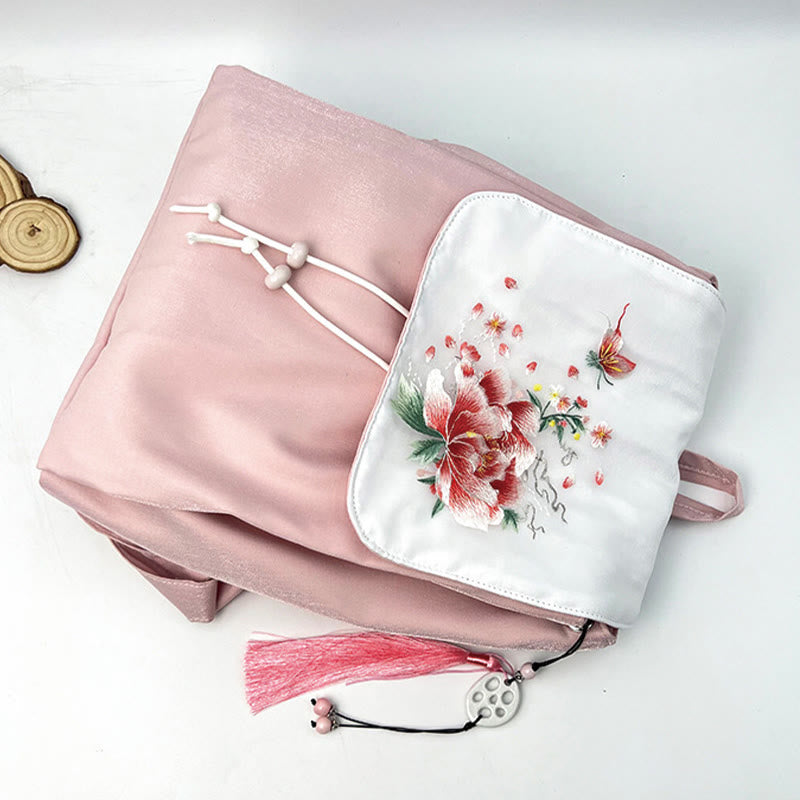 Sac à dos en toile à fleurs de pivoines roses | Mindful Accessories