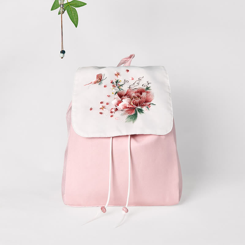 Sac à dos en toile à fleurs de pivoines roses | Mindful Accessories