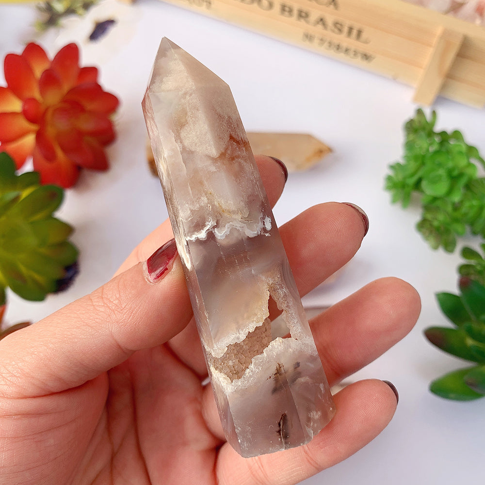 Tour d'agate rose Sakura pour une vie consciente