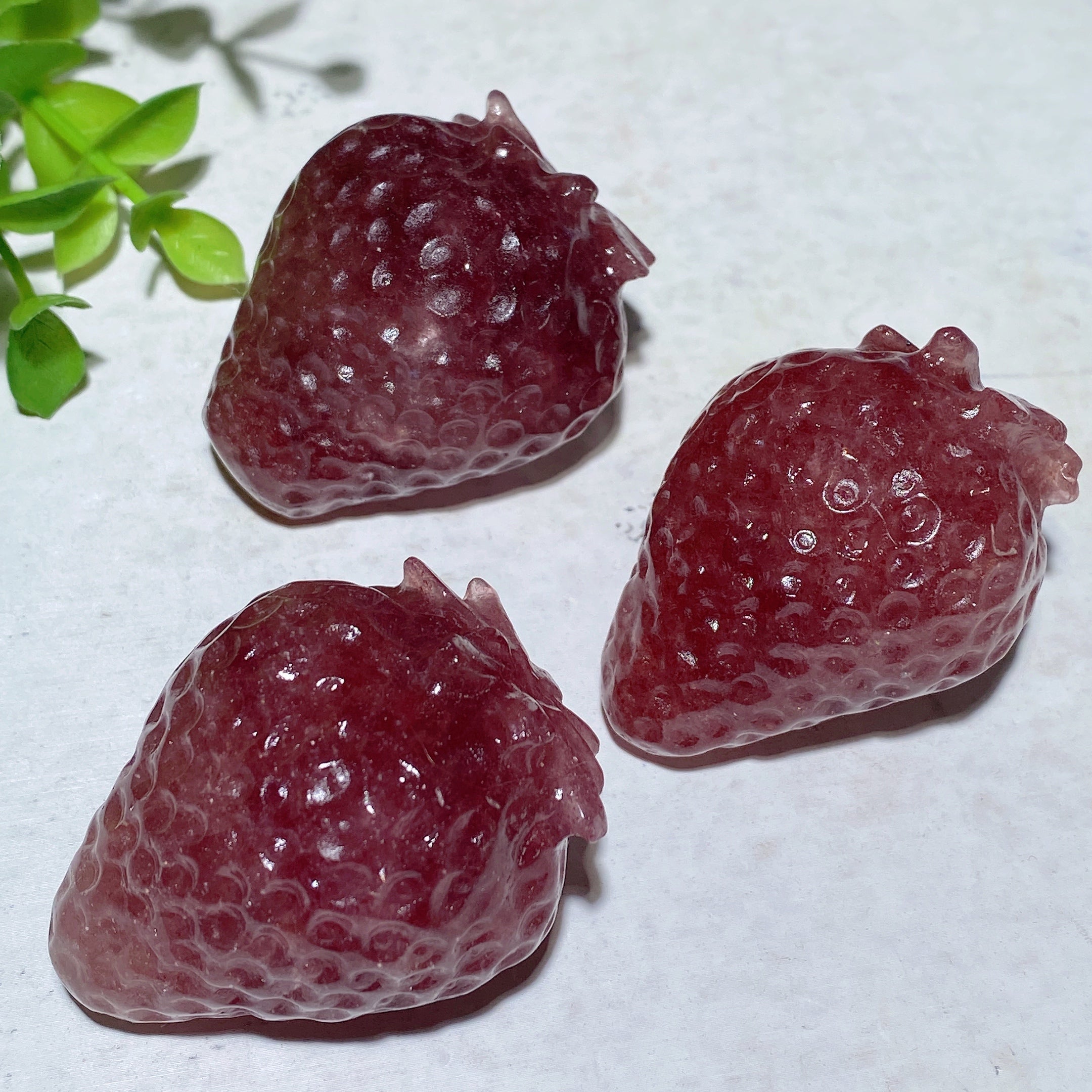 Pink Strawberry Quartz Crystal Figurine for Healing & Meditation