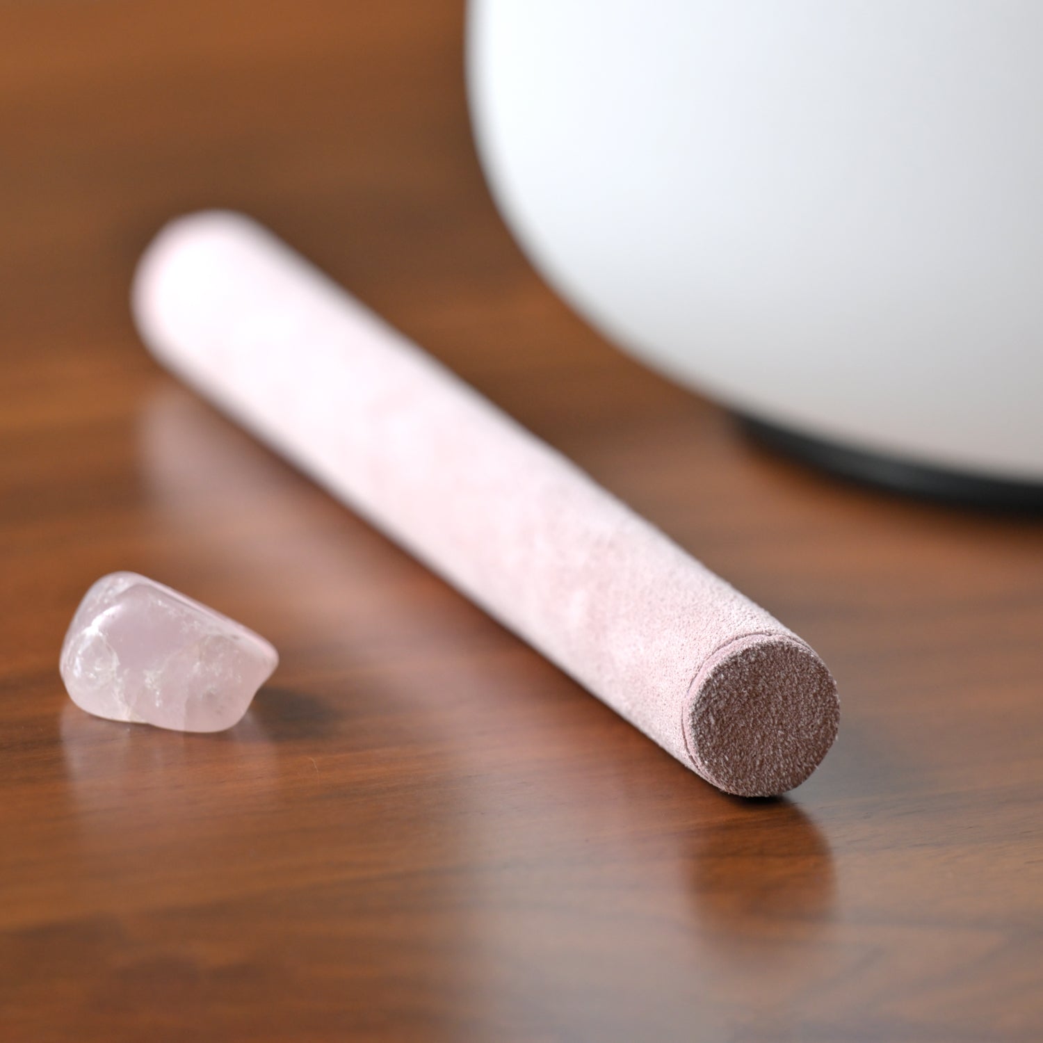 Pink chalk stick with a broken piece for Pink Suede Mallet for Crystal Singing Bowl