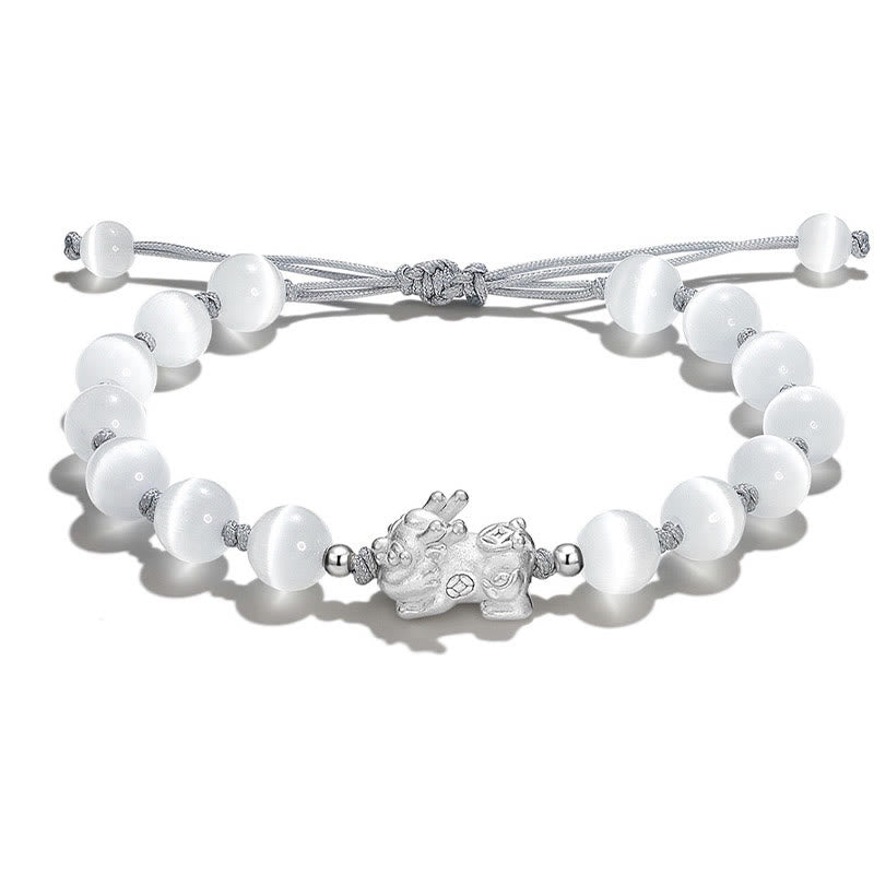 Bracelet de force en cristal rose œil de chat en obsidienne PiXiu