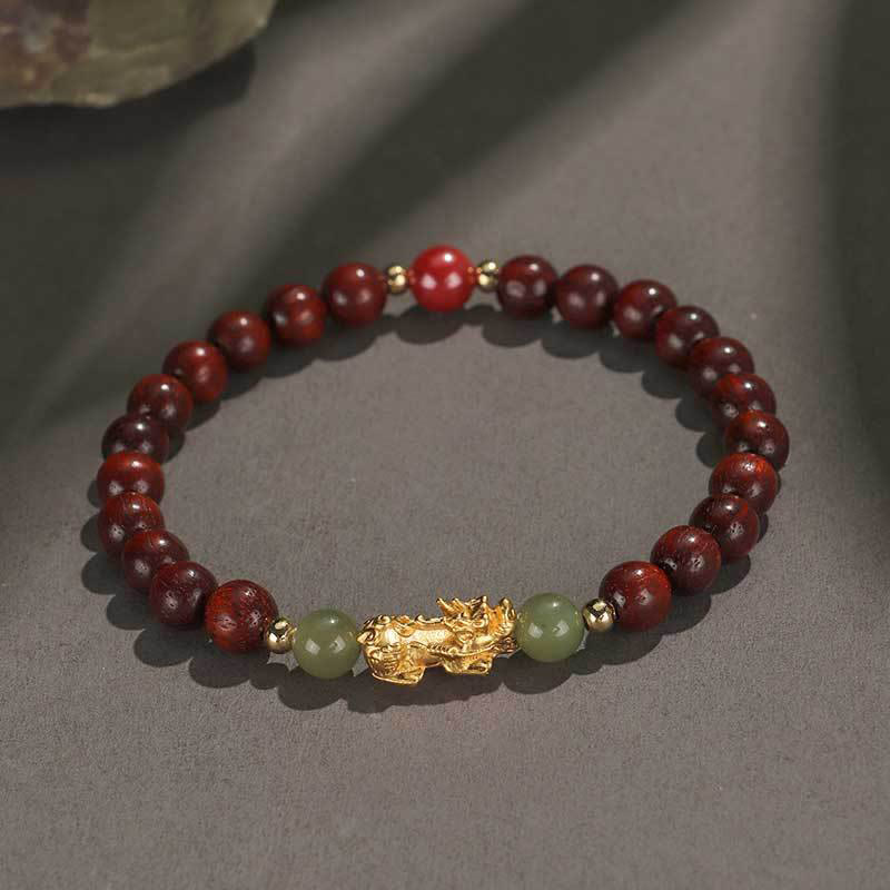 Bracelet en bois PiXiu Wealth pour la prospérité et l'abondance