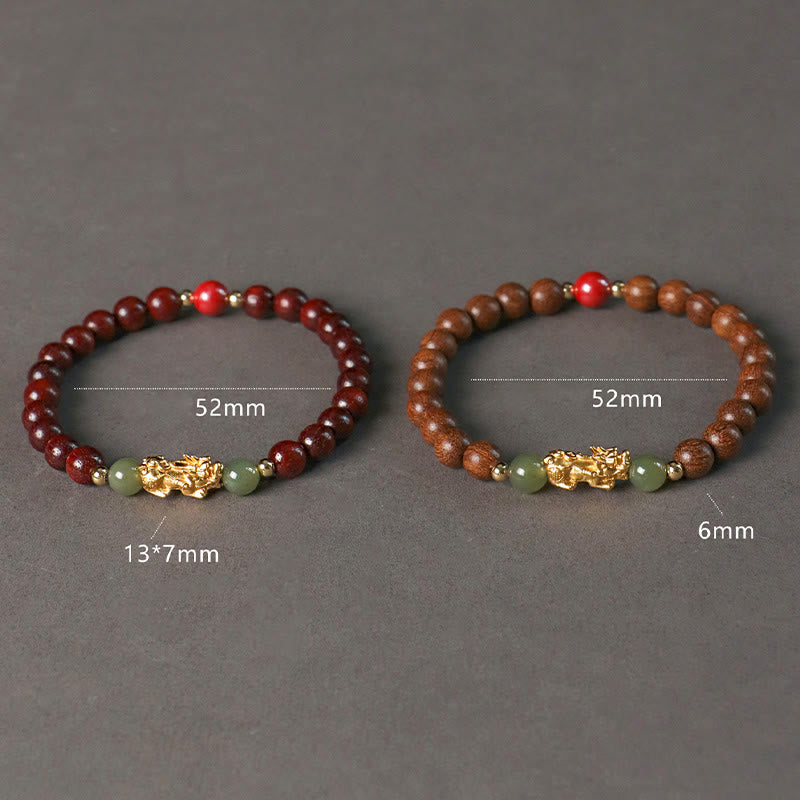 Bracelet en bois PiXiu Wealth pour la prospérité et l'abondance