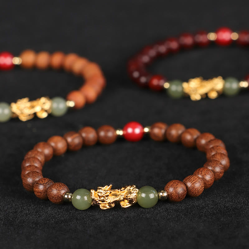 Bracelet en bois PiXiu Wealth pour la prospérité et l'abondance