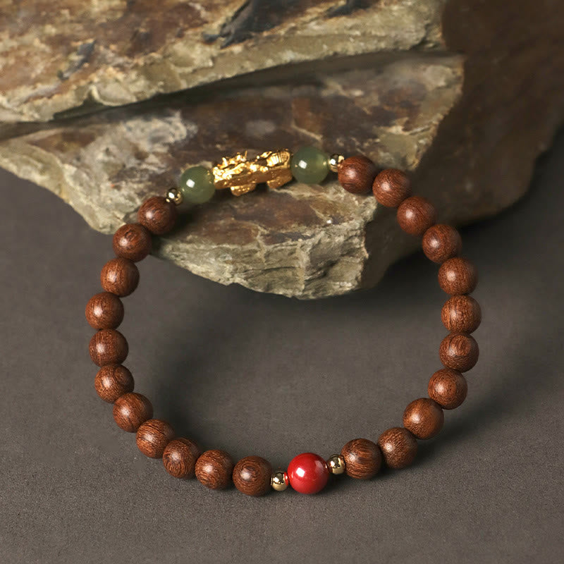 Bracelet en bois PiXiu Wealth pour la prospérité et l'abondance