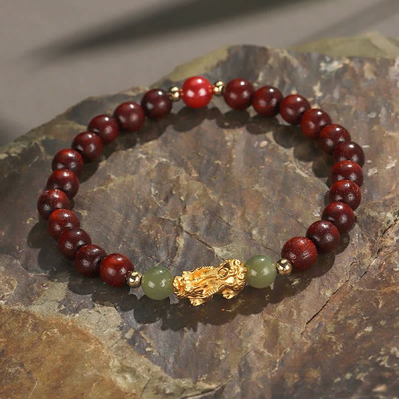 Bracelet en bois PiXiu Wealth pour la prospérité et l'abondance