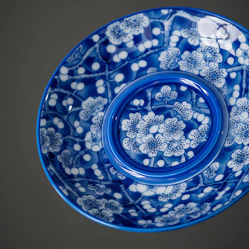 Tasse à thé Gaiwan en porcelaine bleue et blanche à motif de fleurs de prunier, 185 ml