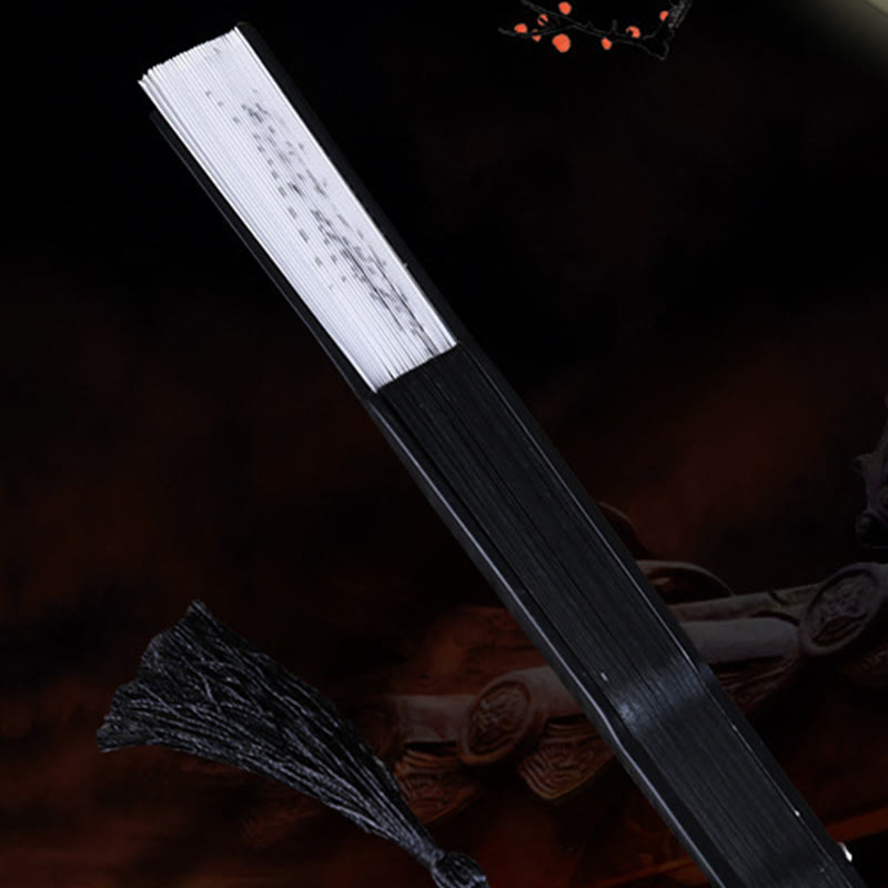 Éventail pliable en bambou et soie de fleur de prunier, élégant, 22,5 cm