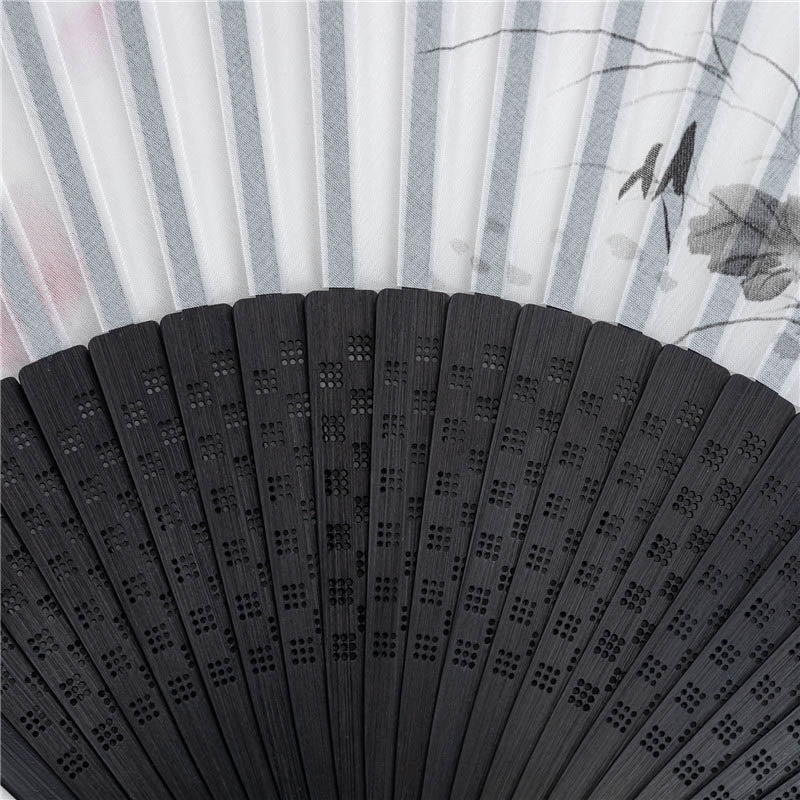 Éventail pliable en bambou et soie de fleur de prunier, élégant, 22,5 cm