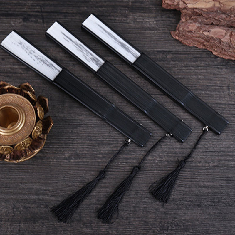 Éventail pliable en bambou et soie de fleur de prunier, élégant, 22,5 cm