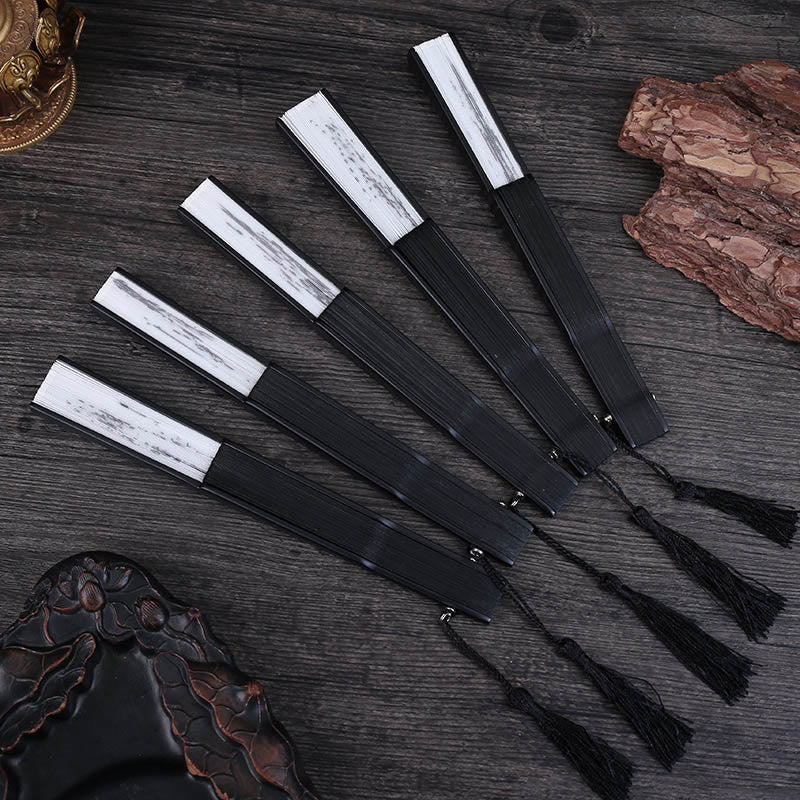 Éventail pliable en bambou et soie de fleur de prunier, élégant, 22,5 cm