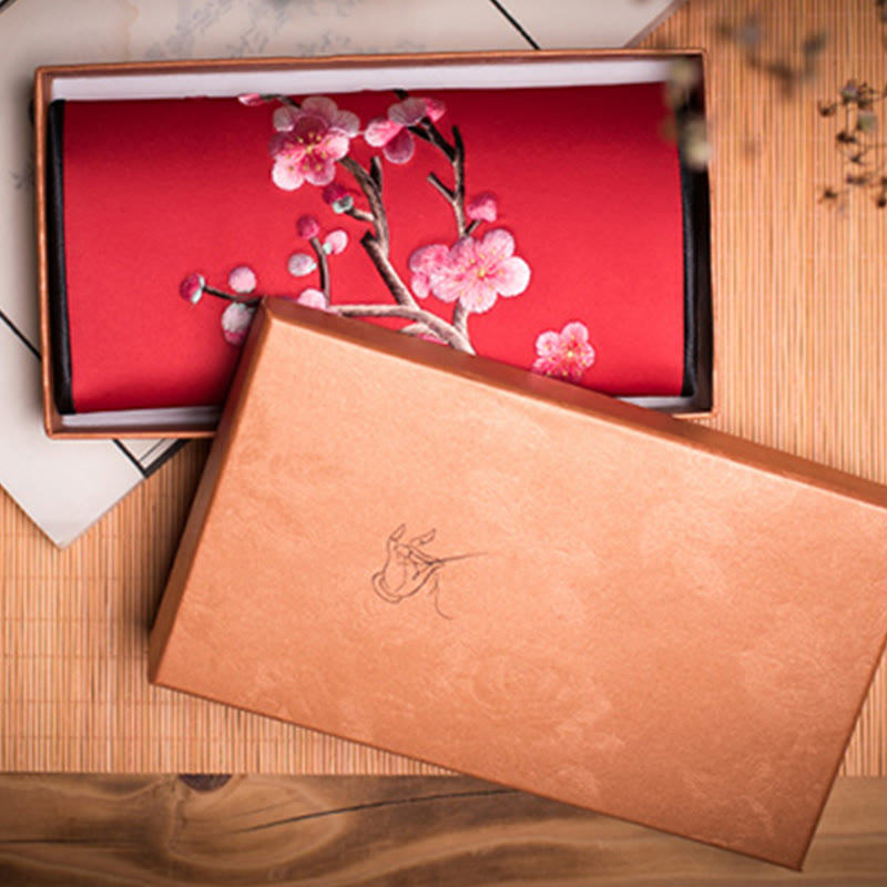 Sac à main spirituel brodé en fleur de prunier 20 cm x 10 cm