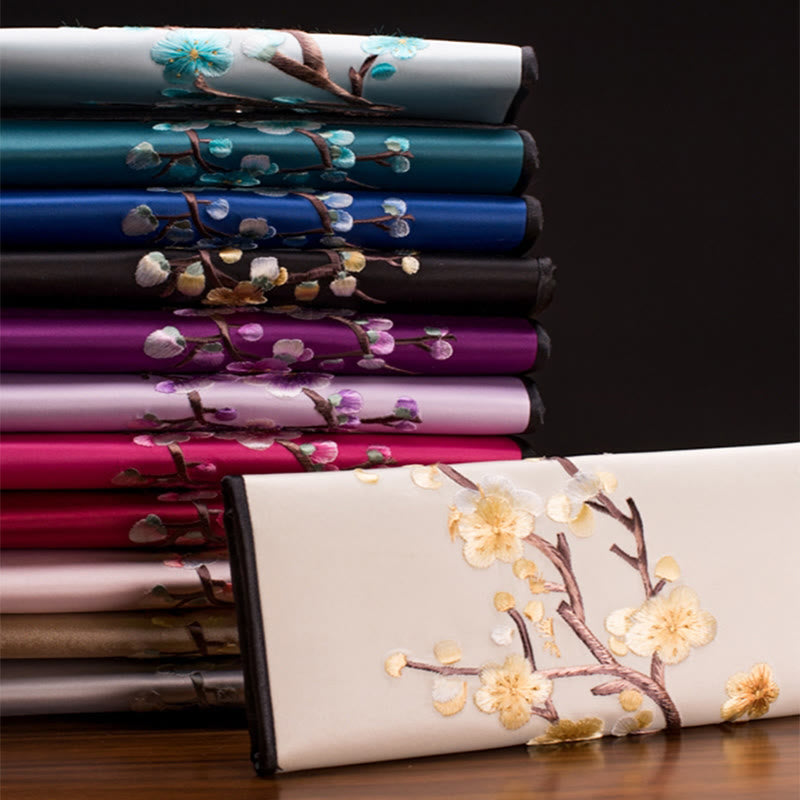 Sac à main spirituel brodé en fleur de prunier 20 cm x 10 cm