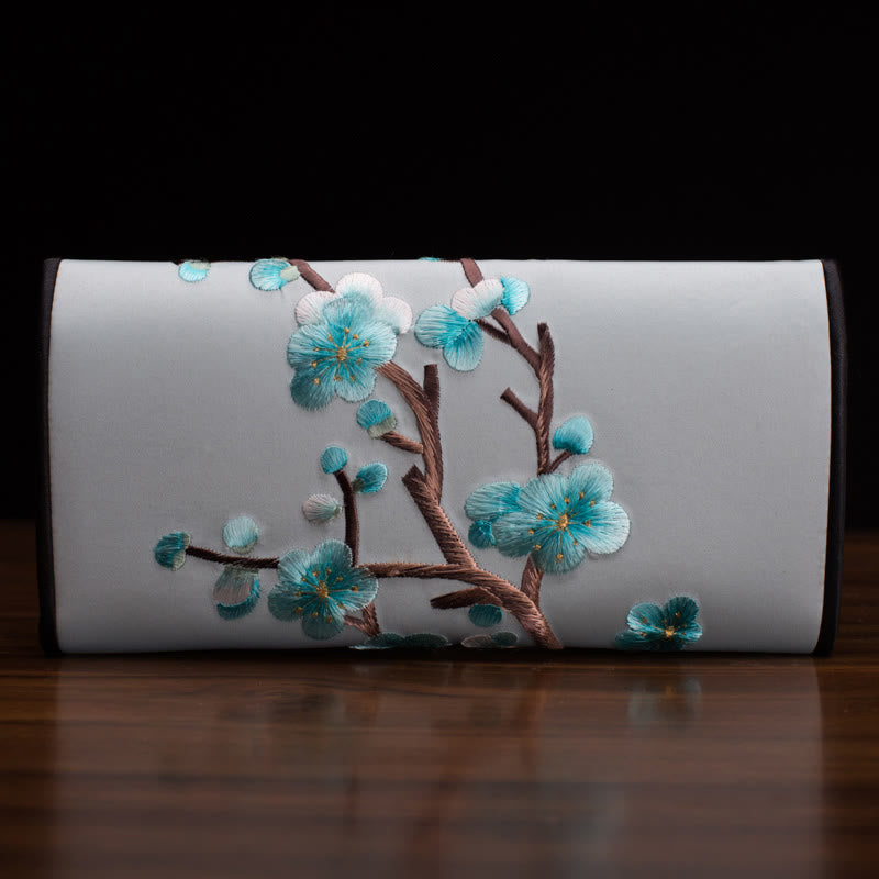 Sac à main spirituel brodé en fleur de prunier 20 cm x 10 cm