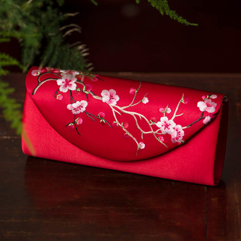 Sac à main brodé Tulipe en fleurs de prunier | Bijoux spirituels