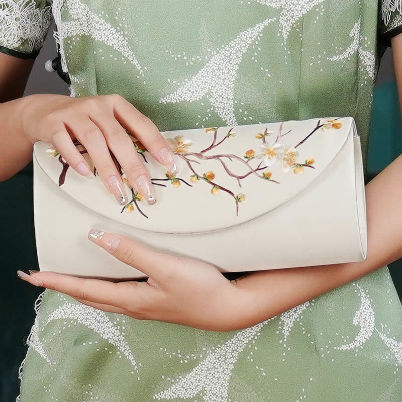Sac à main brodé Tulipe en fleurs de prunier | Bijoux spirituels