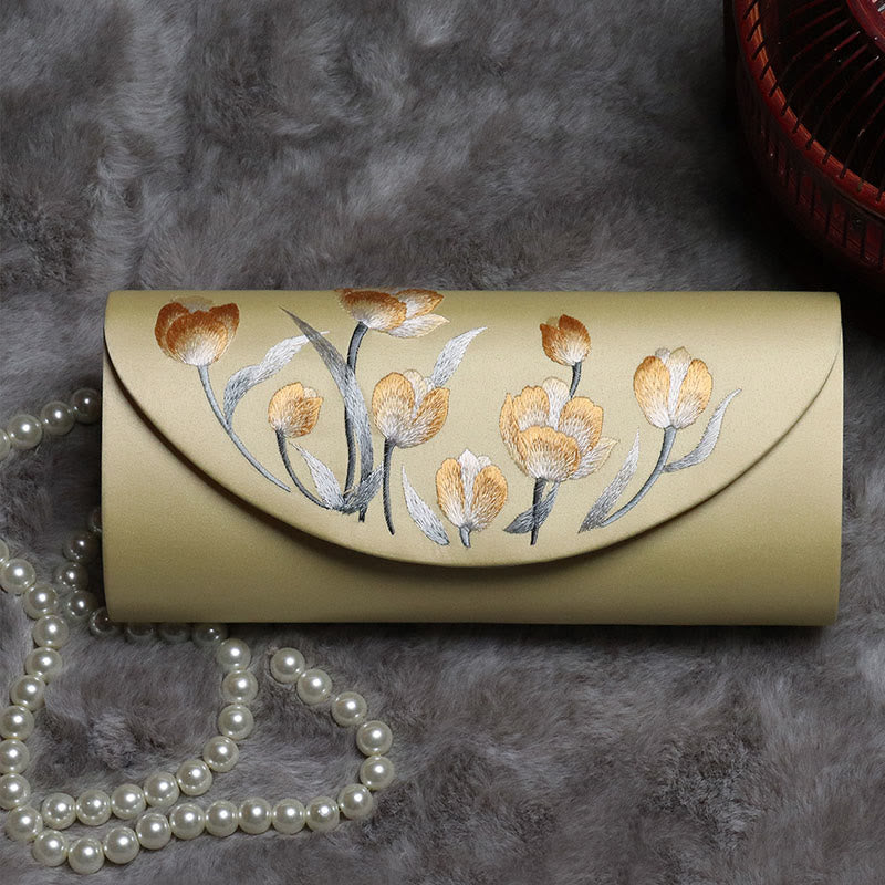 Sac à main brodé Tulipe en fleurs de prunier | Bijoux spirituels