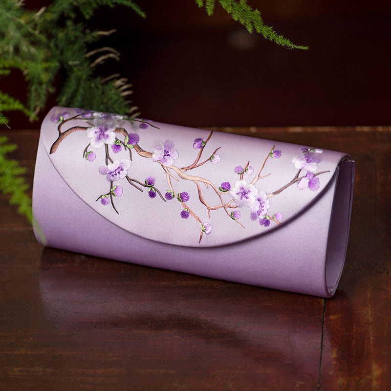 Sac à main brodé Tulipe en fleurs de prunier | Bijoux spirituels