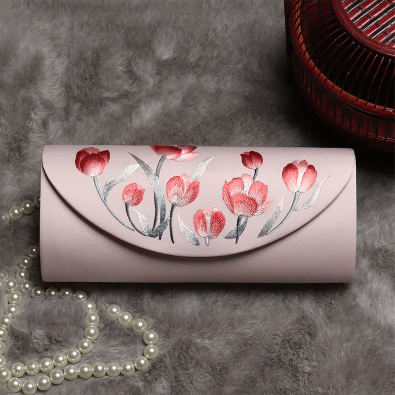 Sac à main brodé Tulipe en fleurs de prunier | Bijoux spirituels