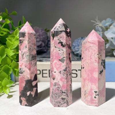 Pointes de cristal de rhodochrosite polie du Pérou de 2 à 4 pouces