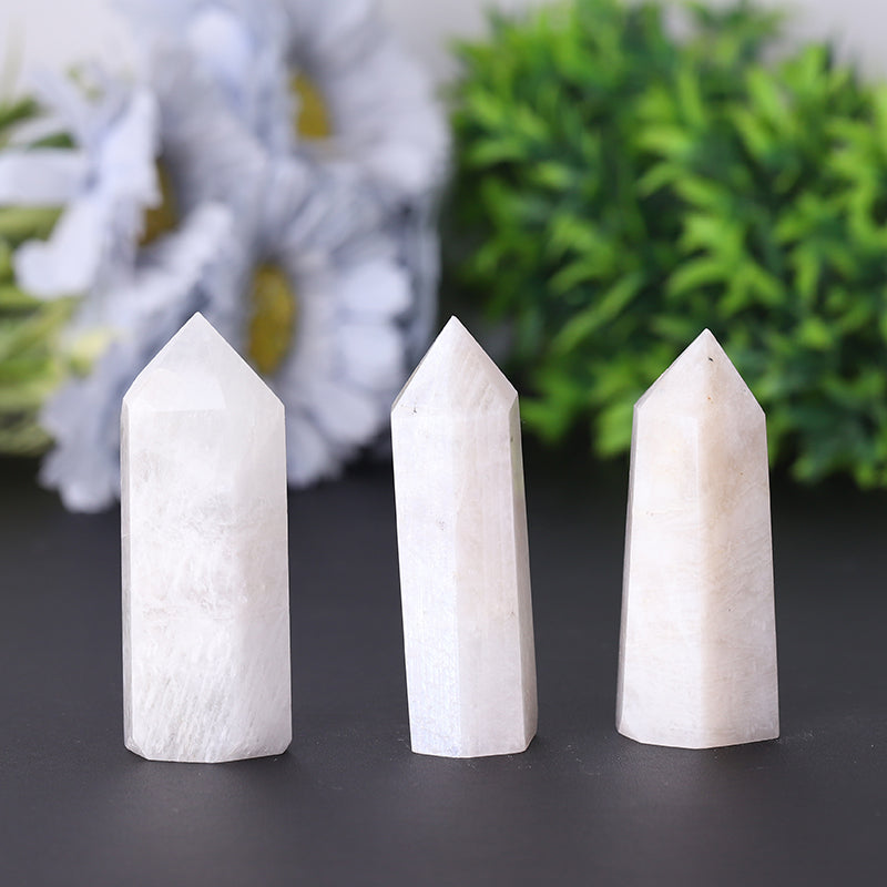 Polished White Moonstone Crystal Tower 2.4-4.5 inches Healing Point