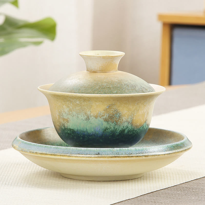 Ensemble tasse et soucoupe à thé en porcelaine Gaiwan Zen 150 ml