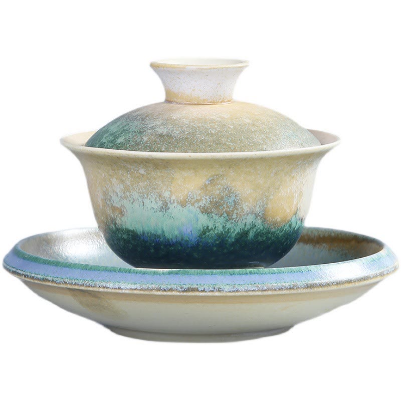 Ensemble tasse et soucoupe à thé en porcelaine Gaiwan Zen 150 ml