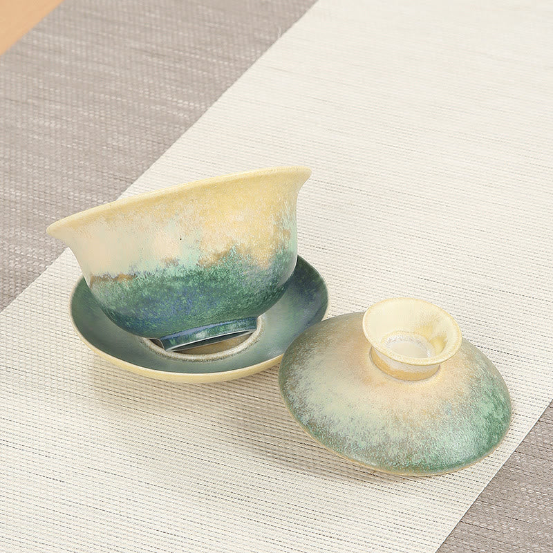 Ensemble tasse et soucoupe à thé en porcelaine Gaiwan Zen 150 ml