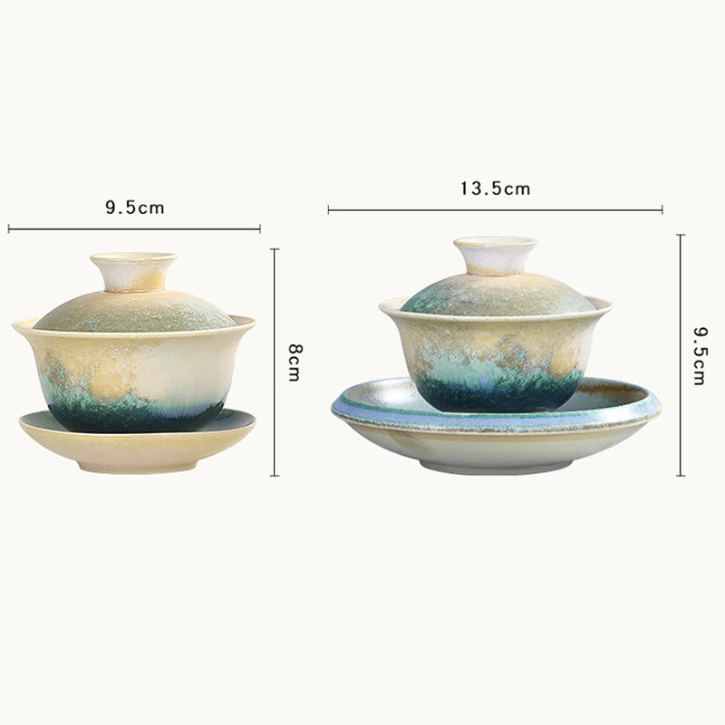 Ensemble tasse et soucoupe à thé en porcelaine Gaiwan Zen 150 ml