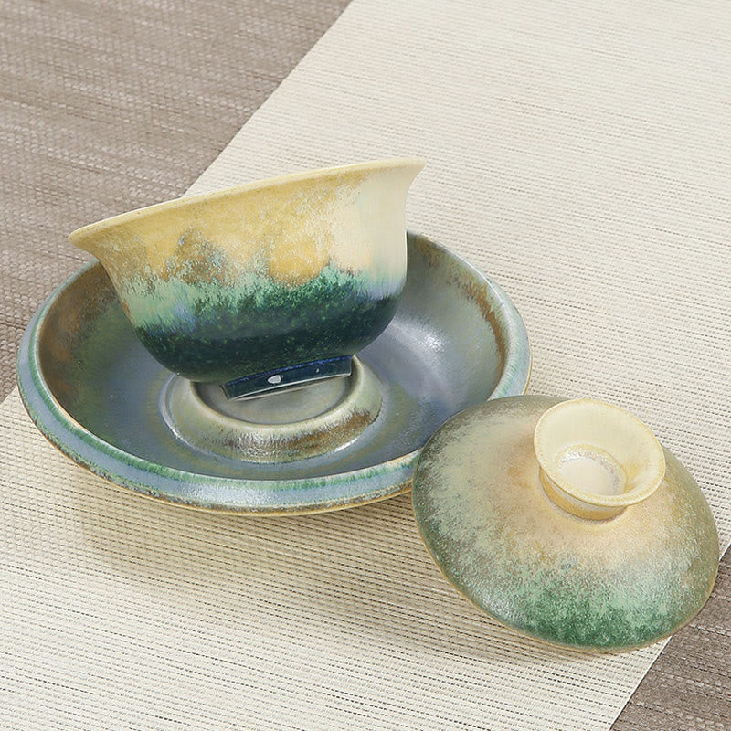 Ensemble tasse et soucoupe à thé en porcelaine Gaiwan Zen 150 ml