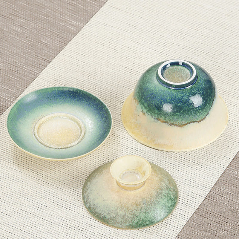 Ensemble tasse et soucoupe à thé en porcelaine Gaiwan Zen 150 ml