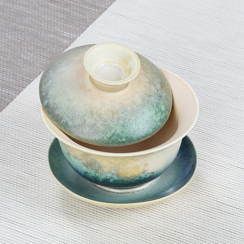 Ensemble tasse et soucoupe à thé en porcelaine Gaiwan Zen 150 ml