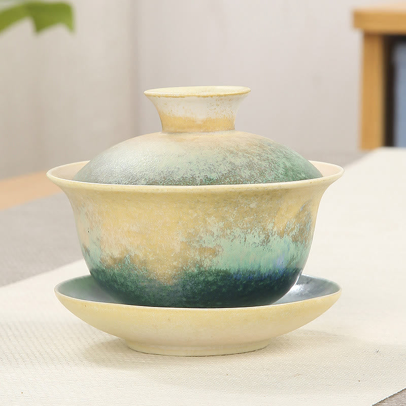 Ensemble tasse et soucoupe à thé en porcelaine Gaiwan Zen 150 ml