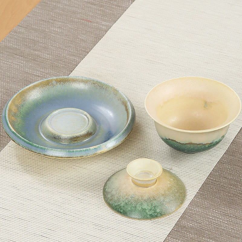 Ensemble tasse et soucoupe à thé en porcelaine Gaiwan Zen 150 ml