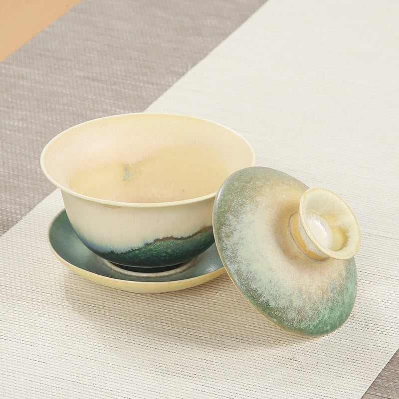 Ensemble tasse et soucoupe à thé en porcelaine Gaiwan Zen 150 ml