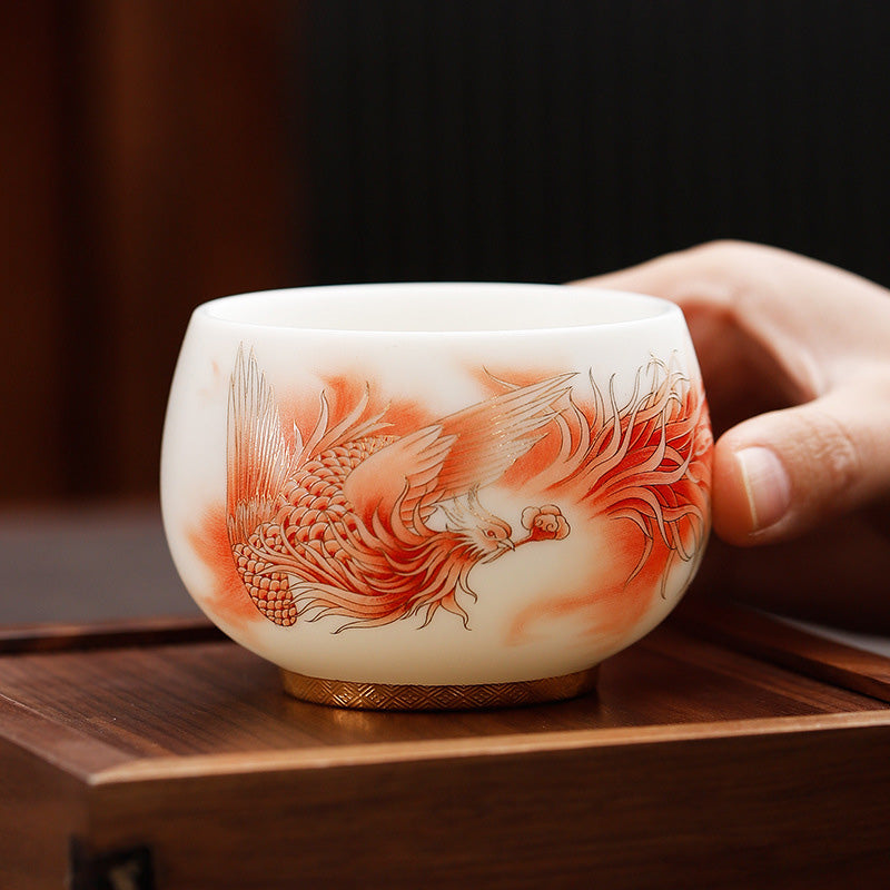 Tasse à thé Phoenix en porcelaine 180 ml | Décor céramique zen